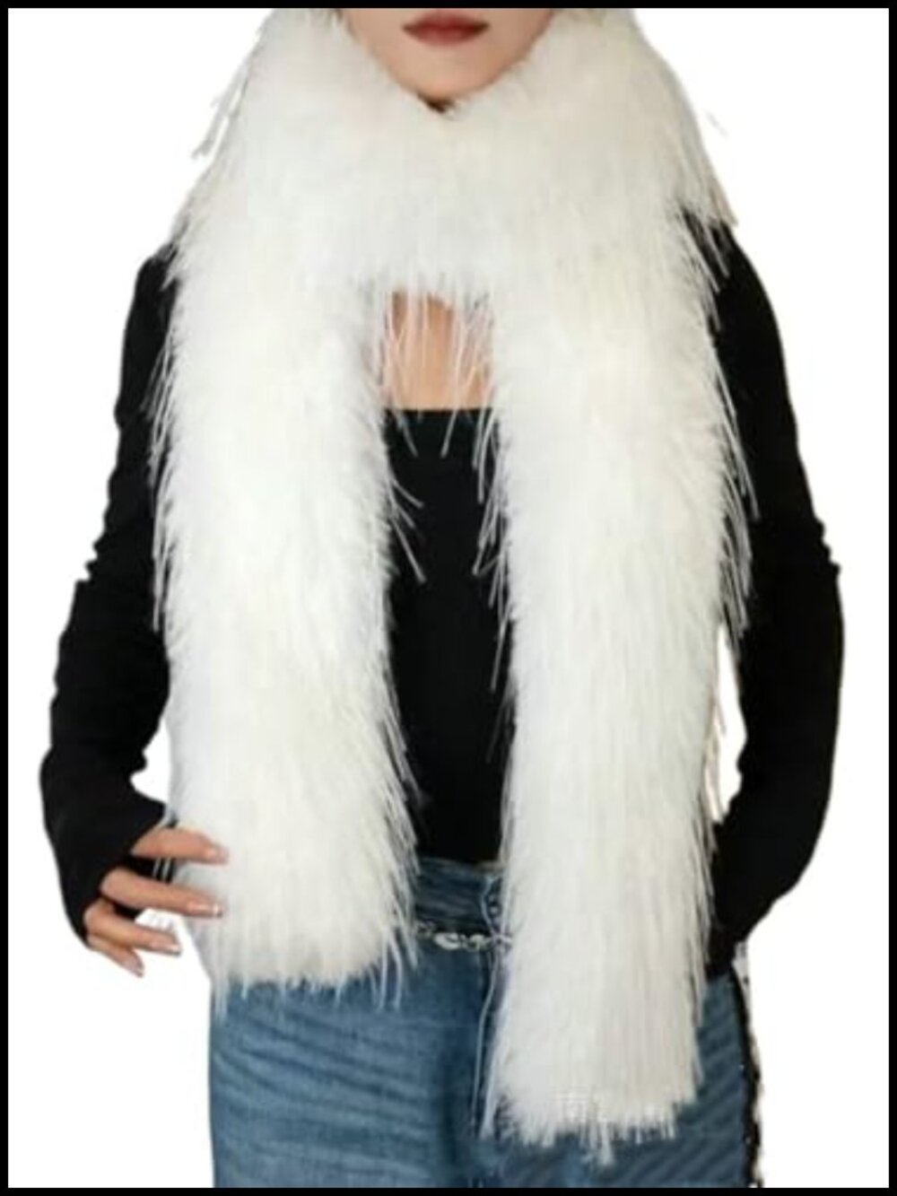 Fluffy Faux Fur Scarf Women Winter Neck Warmer Long Soft Stole Shawl Party